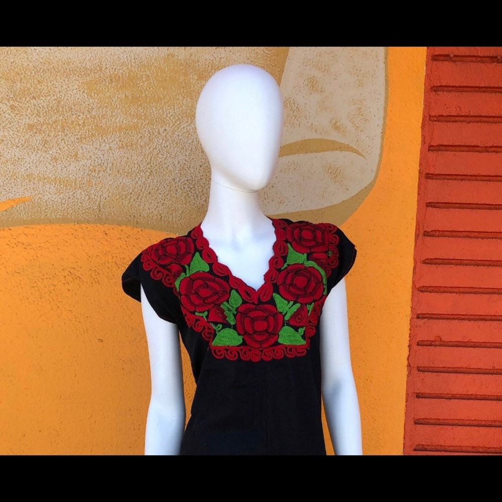 EMBROIDERED MEXICAN BLOUSE S/M BLUSA MEXICANA - Picture 4 of 5